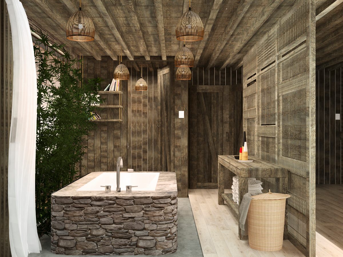 phòng tắm gỗ