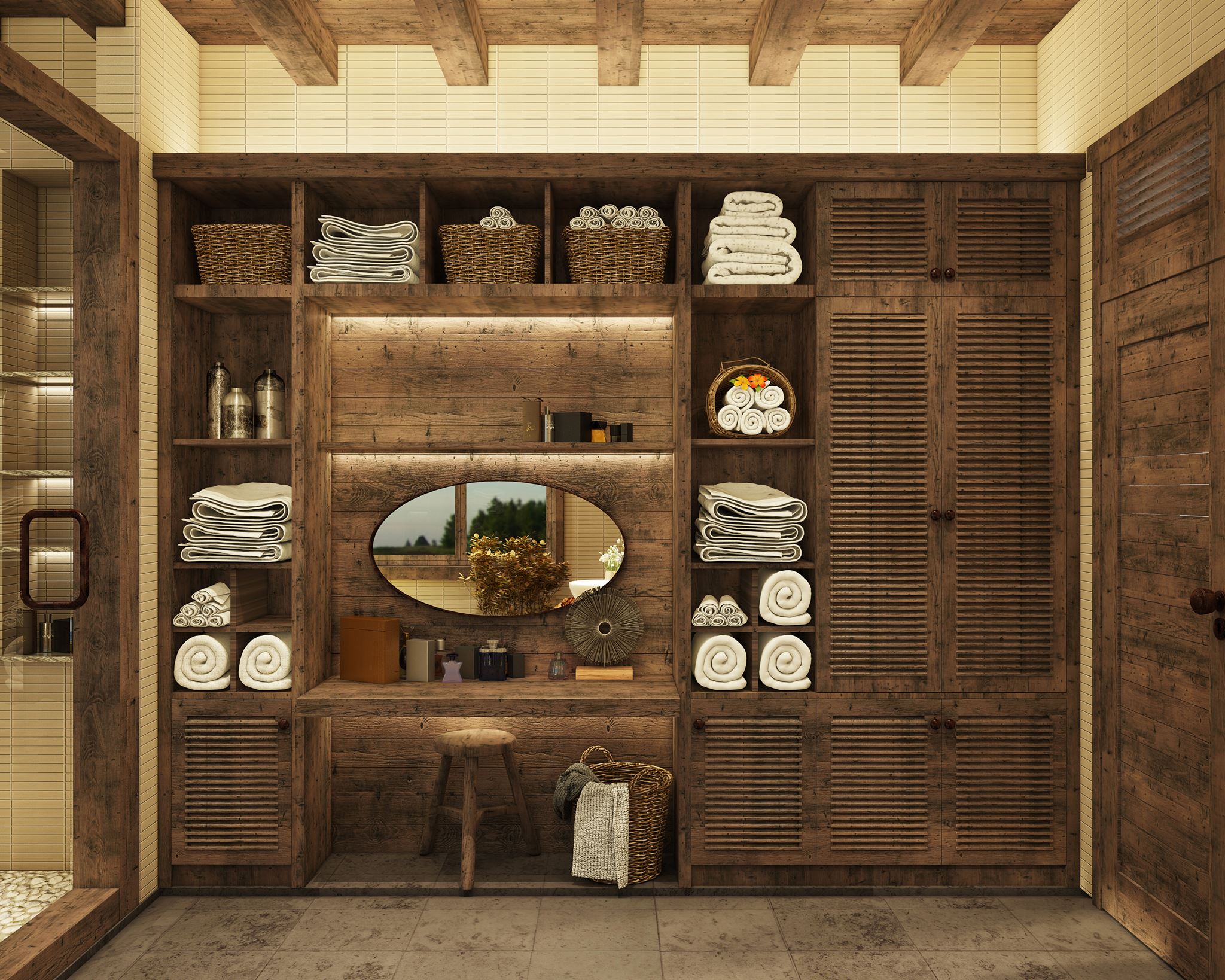 thiết kế phòng tắm gỗ